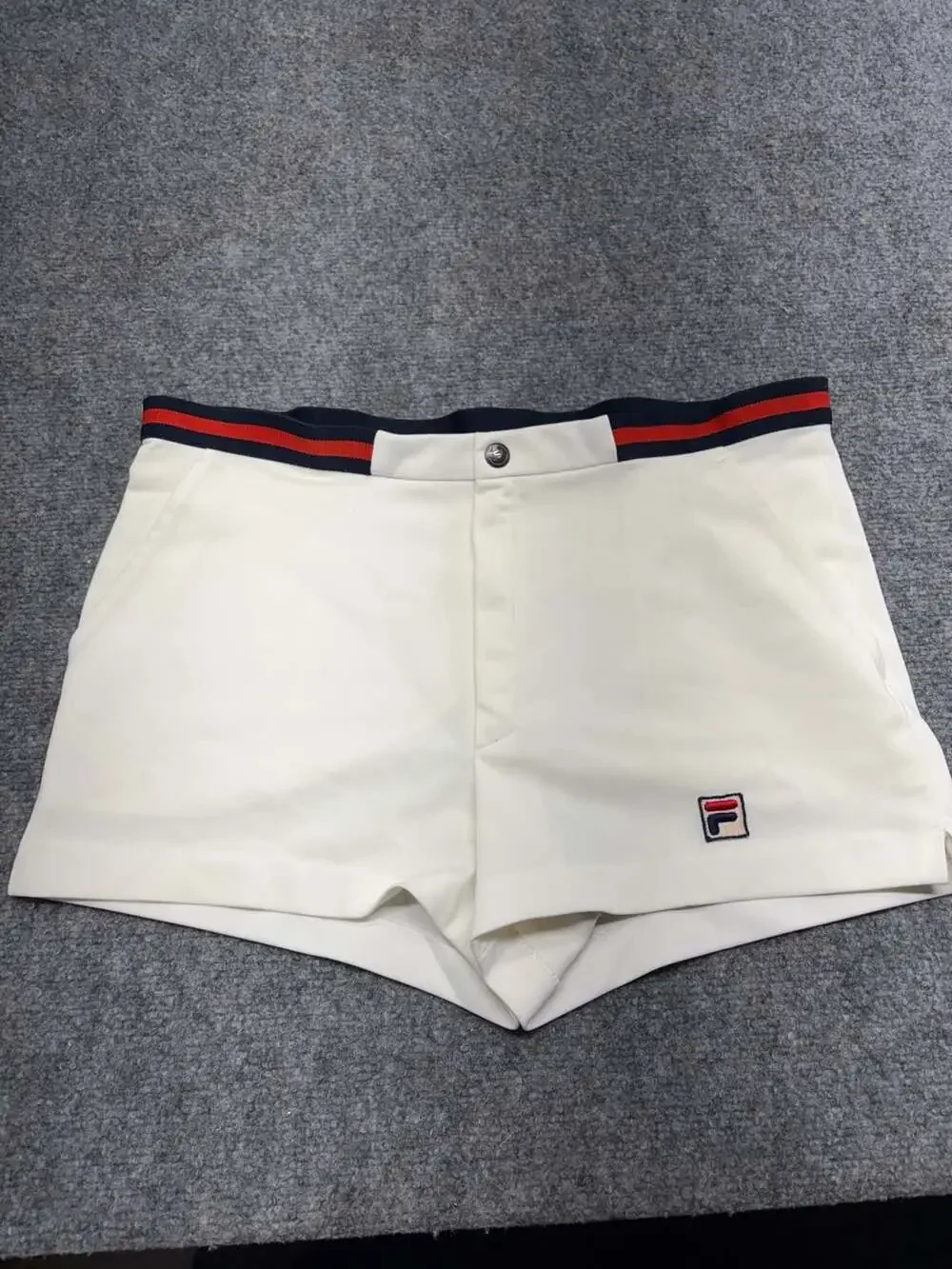 Fila Vintage Bjorn Borg Style Tennis Shorts White-Blk-Red-size 40-made in Italy